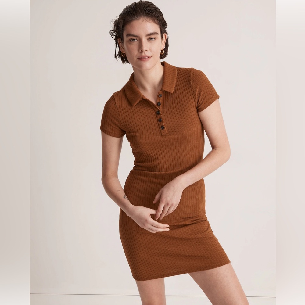 NWT Madewell Ribbed Polo Knit Mini Dress